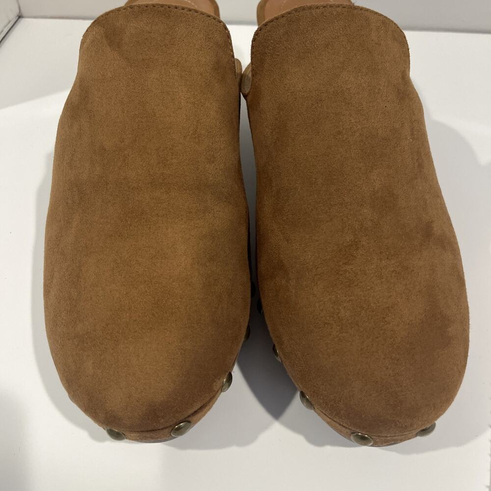 Clog Shoes Style & Co Trystan Women's 9M Brown Suede Studded Bock Heel Worn 1x - Picture 10 of 12